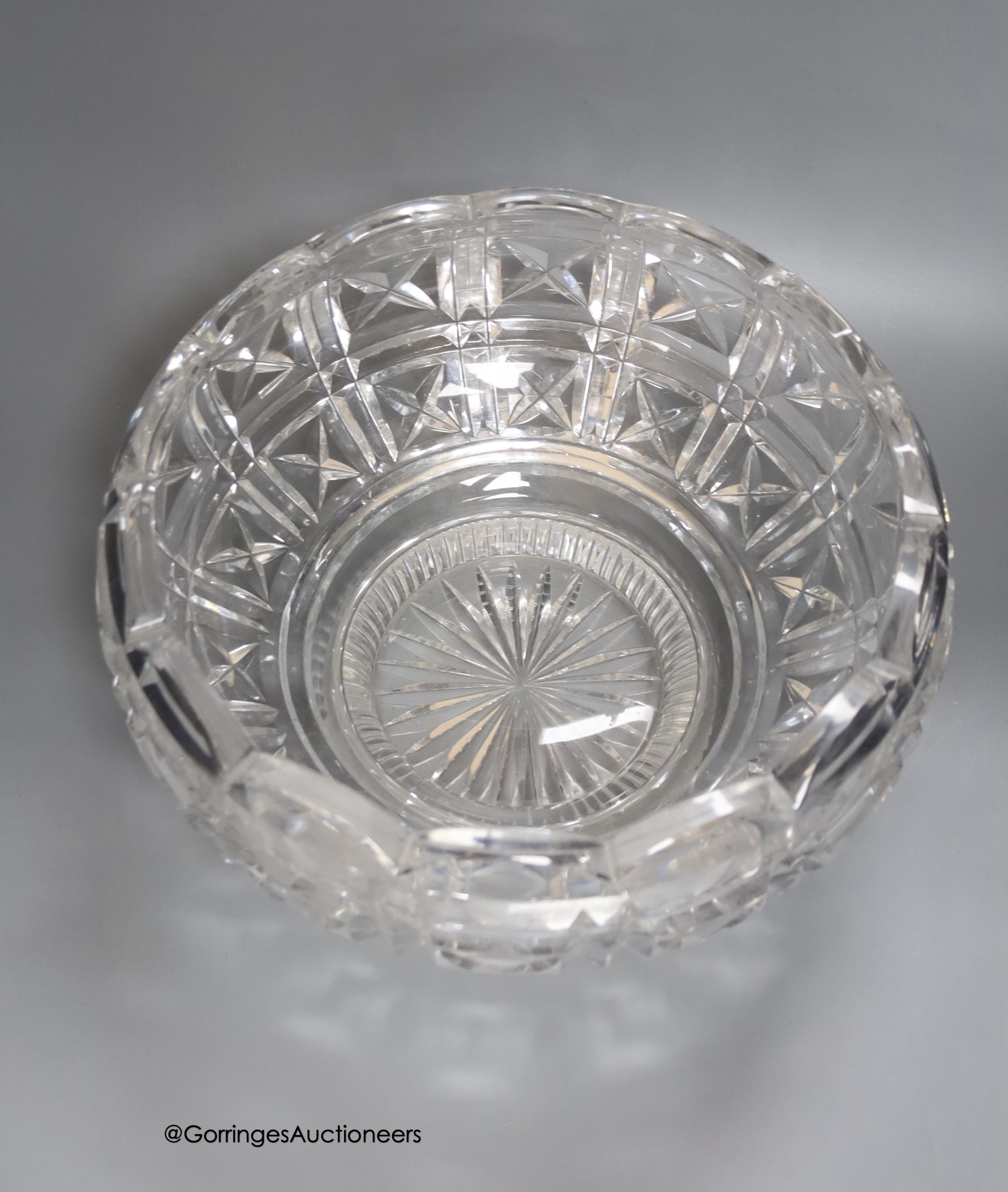 A 19th century heavy cut glass bowl, possibly Irish, diameter 31cm